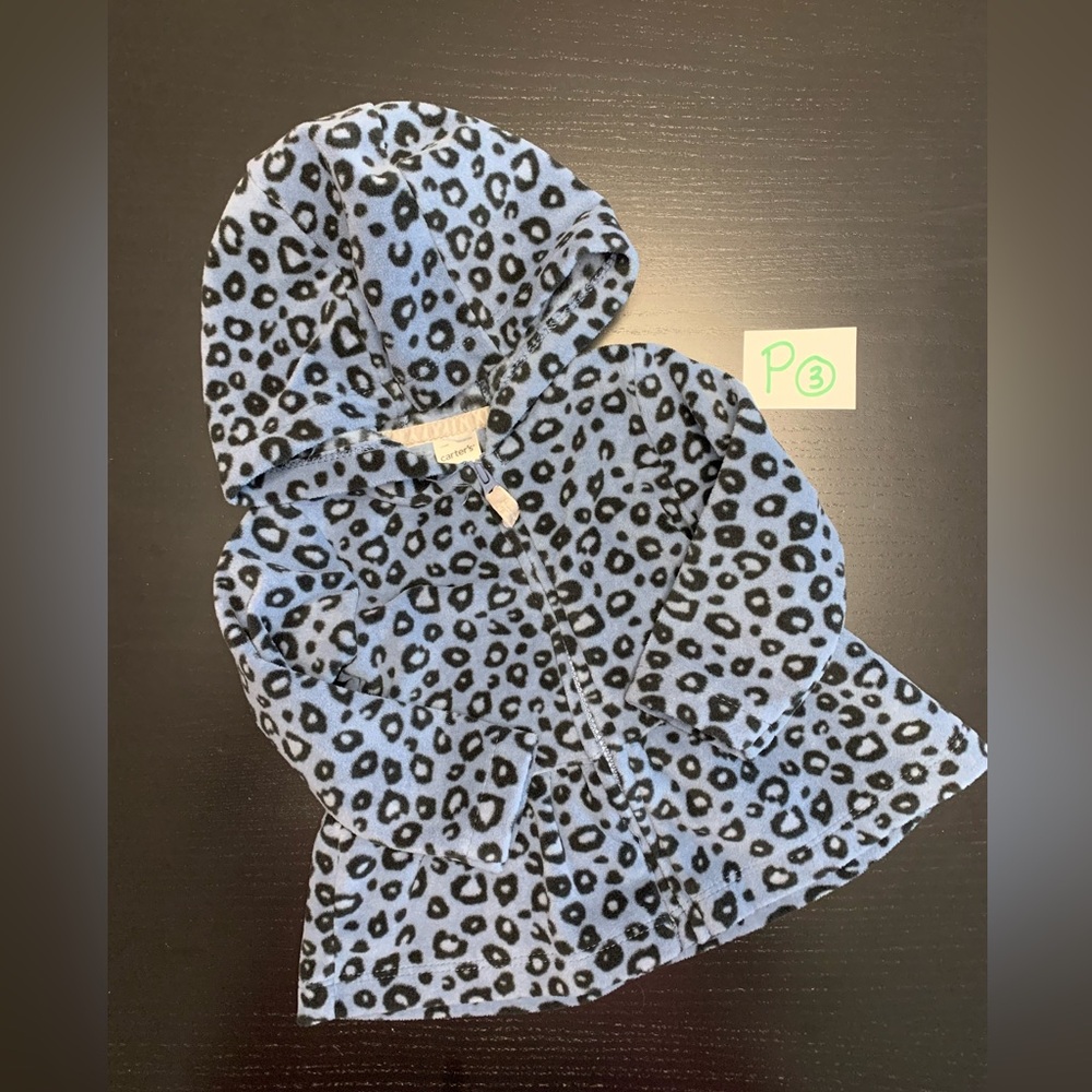 ⭐️2/$8.00⭐️ Carter's 9m Blue and Black Leopard Print Hoodie